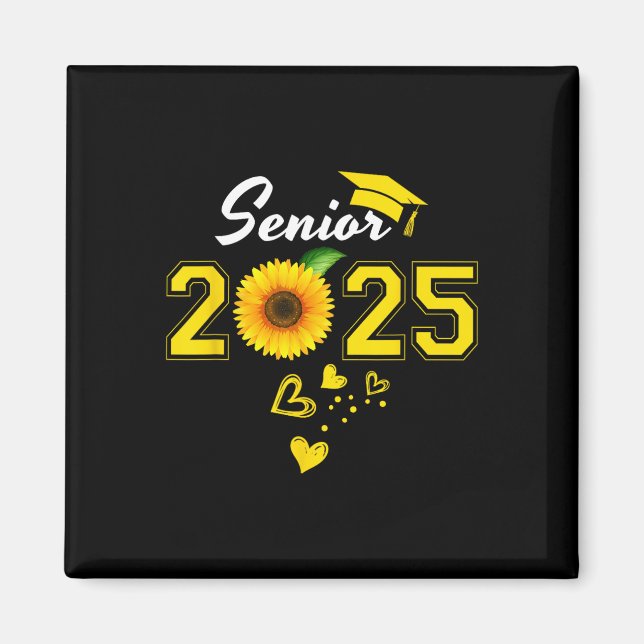 Aimant Funny Senior 2025 Funny Graduation Tournesol Cl de (Devant)