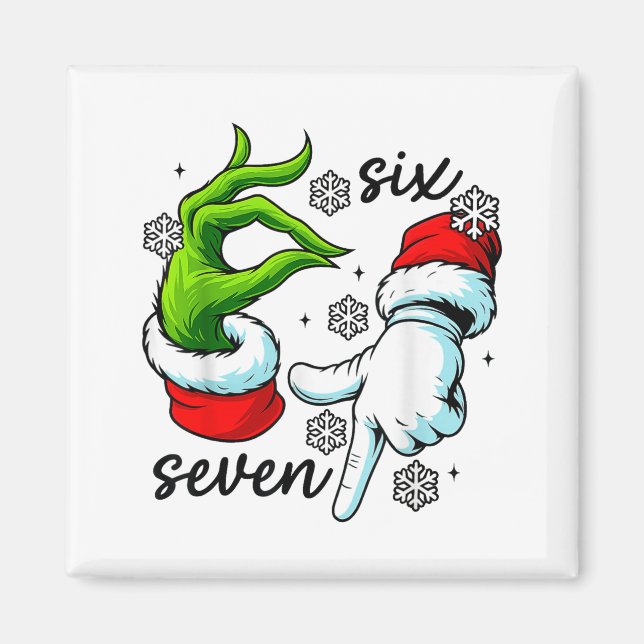 Aimant Funny Six Seven 67 Meme 6 7 Christmas Elf Hand Boy (Devant)
