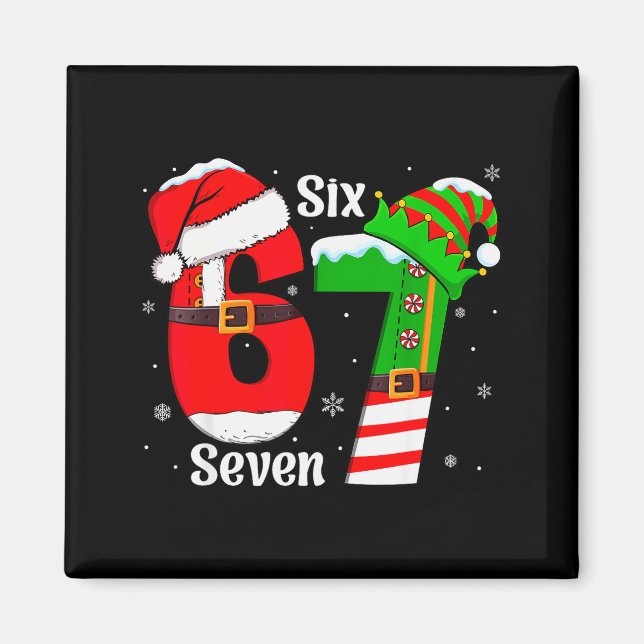 Aimant Funny Six Seven 6 7 Meme Gen Alpha Slang Santa Elf (Devant)