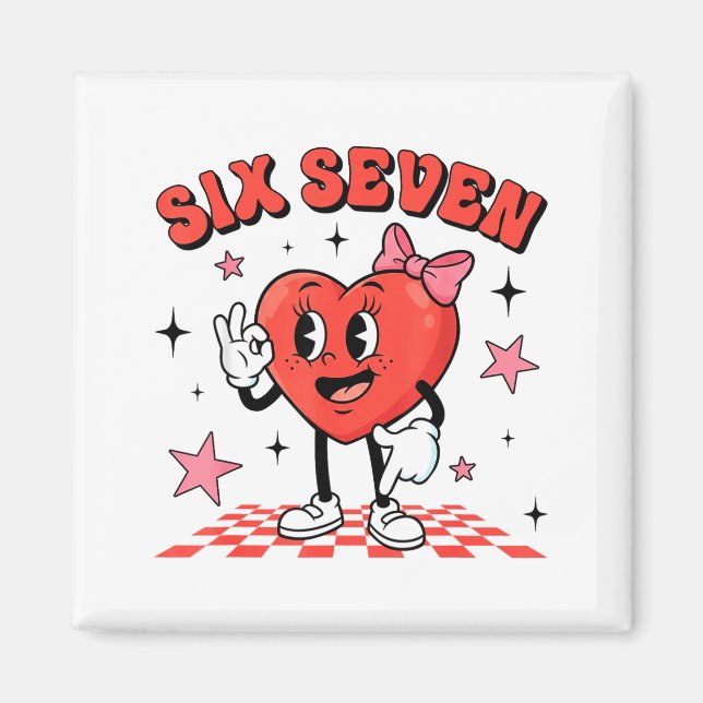 Aimant Funny Six Seven Cute Heart 67 Meme Valentine Kids  (Devant)