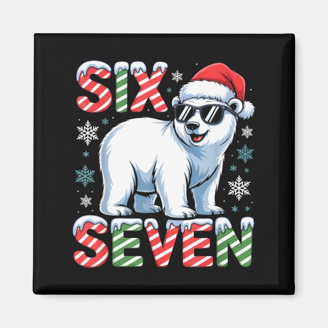 Aimant Funny Six Seven Lar Bear Christmas 67 Santa Hat Wi (Devant)