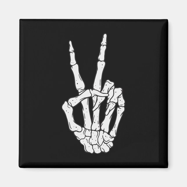 Aimant Funny Skeleton Mains de paix Signal d'amour Hallow (Devant)