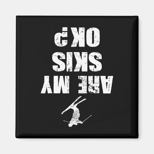 Aimant Funny Ski Tee Distressed Skiing Winter Sports Ski  (Devant)