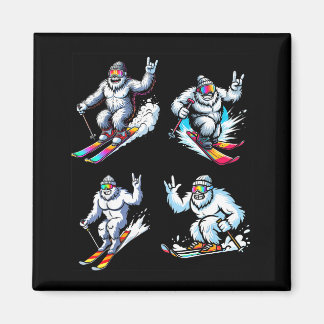Aimant Funny skiing bigfoot ski winter sport snowboarder