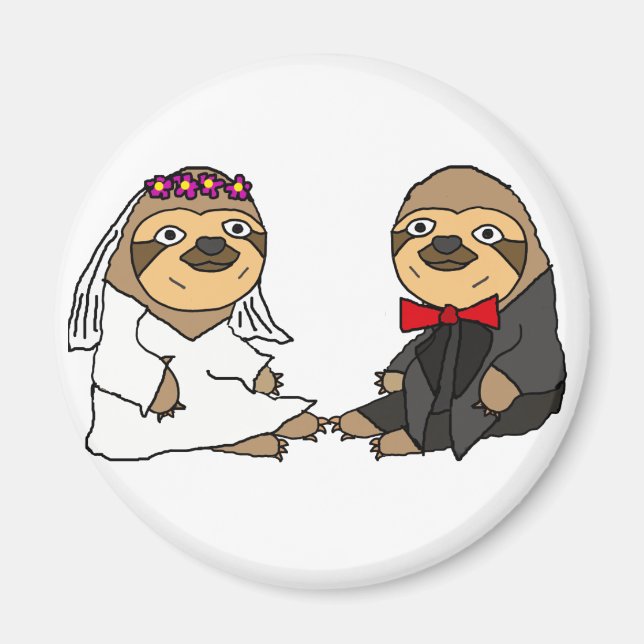 Aimant Funny Sloth Mariée et Mariage de chambre (Devant)