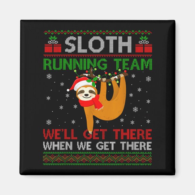 Aimant Funny Sloth Running Team Xmas Lights Ugly Sloth Ch (Devant)