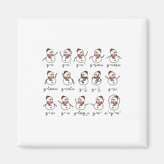 Aimant Funny Snowman enseignant de mathématiques Noël (Devant)