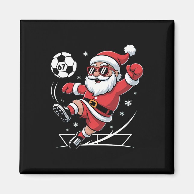 Aimant Funny Soccer Santa 67 Meme Noël Xmas Pyjamas  (Devant)