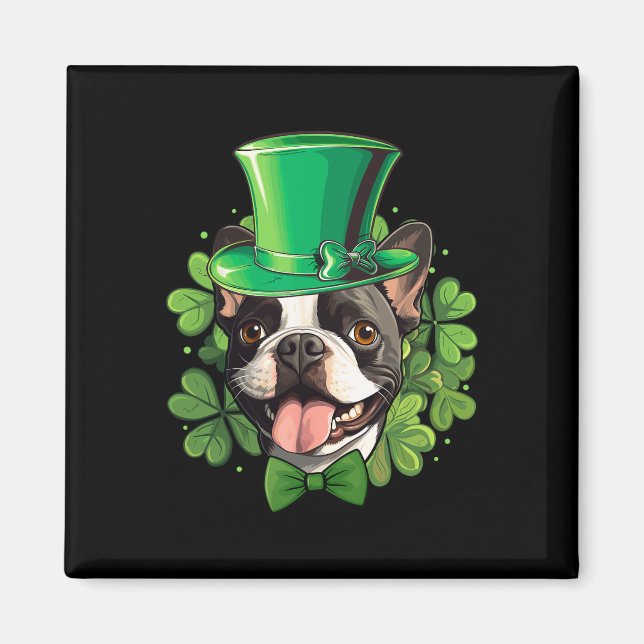 Aimant Funny St Patricks Boston Terrier  (Devant)