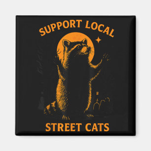 Aimant Funny Street Chat Vintage Raccoon Halloween pour h