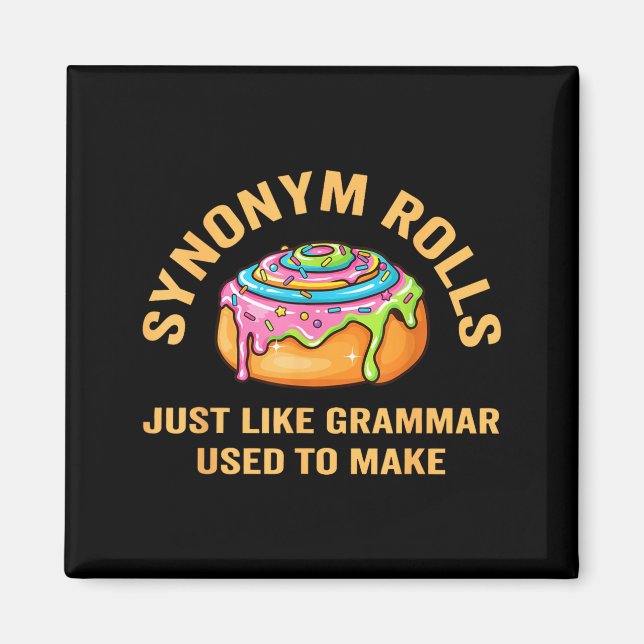 Aimant Funny Synonym Rolls Joke Cinnamon Rolls Grammar Pu (Devant)
