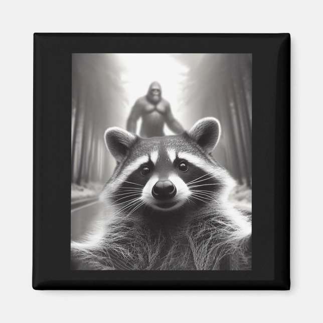 Aimant Funny Tee Ed Raccoon Selfie Bigfoot Gift Mens Wome (Devant)