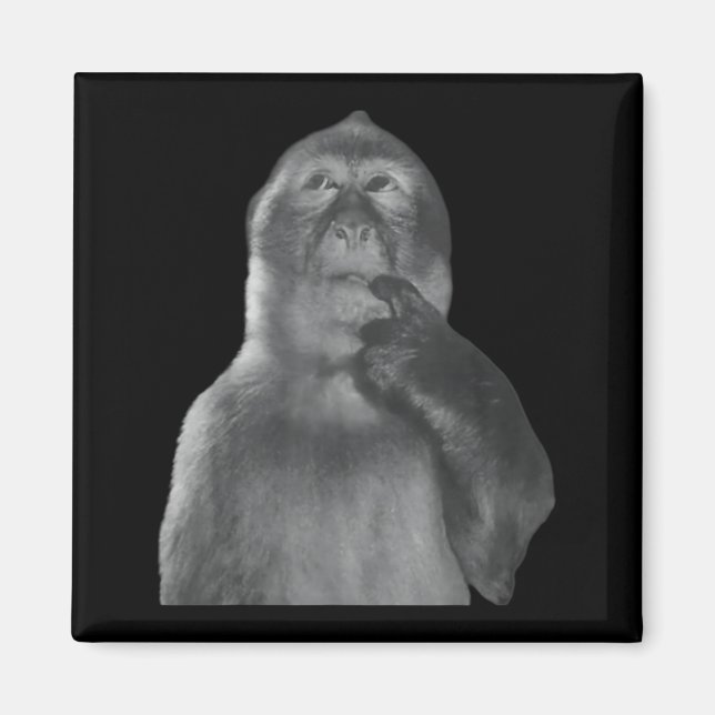 Aimant Funny Thinking Monkey Meme Curious Ape Brainrot  (Devant)