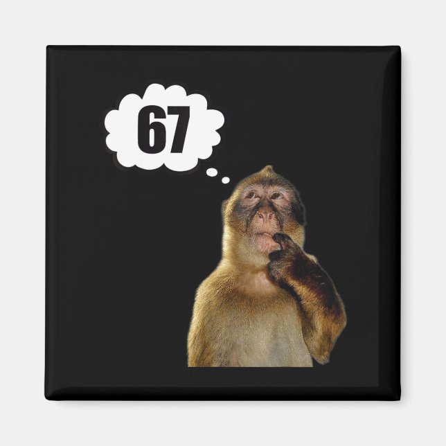 Aimant Funny Thinking Monkey Meme Six Seven 6 7 Meme  (Devant)