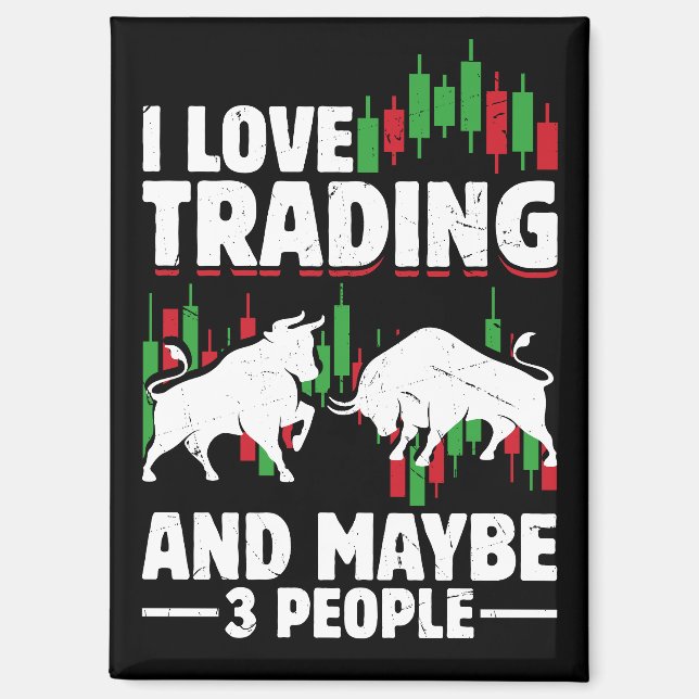Aimant Funny Trading Quote Bull & Candlestick Daytrading  (Recto)
