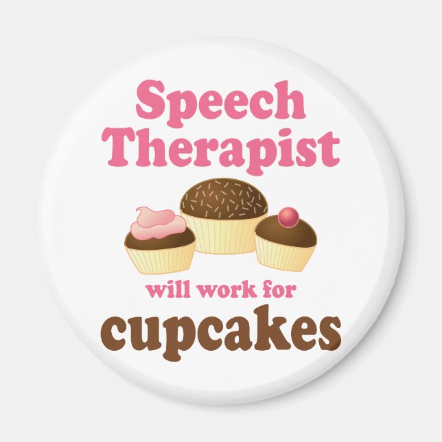 Aimant Funny travaillera pour Cupcakes orthophoniste (Devant)