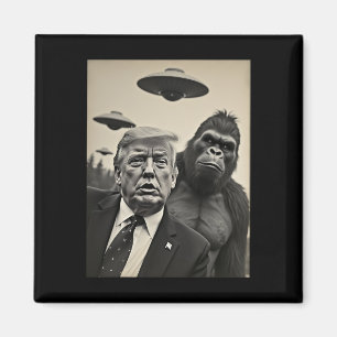 Aimant Funny Trump Bigfoot Selfie Avec Ufos Alien Étrange