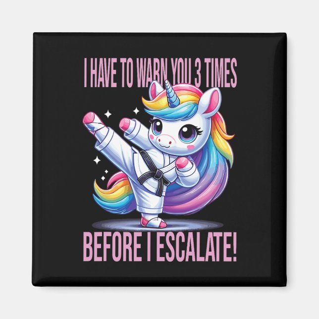 Aimant Funny Unicorn Arts Martiaux Karate Pour Filles (Devant)