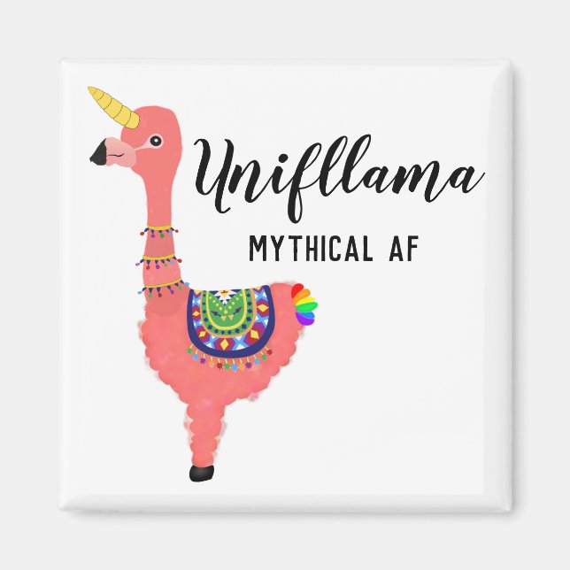 Aimant Funny Unicorn Flamant rose Llama Inspirant Uniflla (Devant)