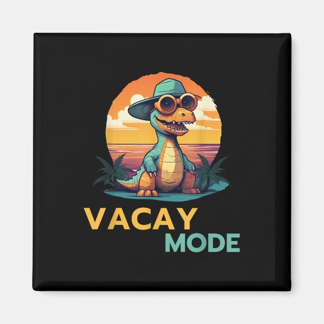 Aimant Funny Vacay Mode mignon Dinosaur Famille Vacances  (Devant)