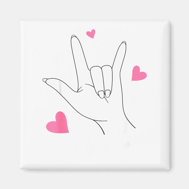 Aimant Funny Valentines Day Heart I Love You Hand Sign La (Devant)