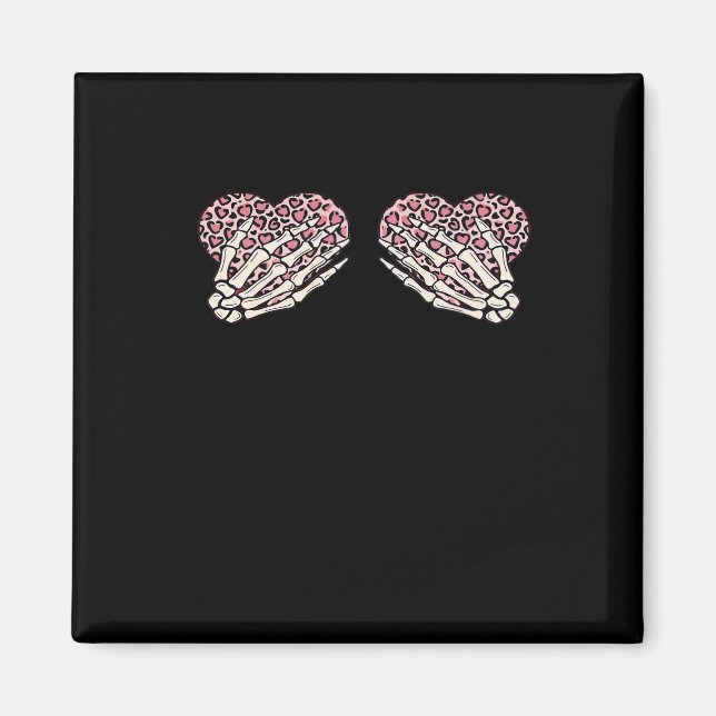 Aimant Funny Valentines Jour Squelette Mains Coeurs Fille (Devant)