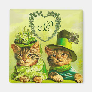 AIMANT FUNNY VIEILLE FASHION ST.PATRICK'S DAME CATS HEART
