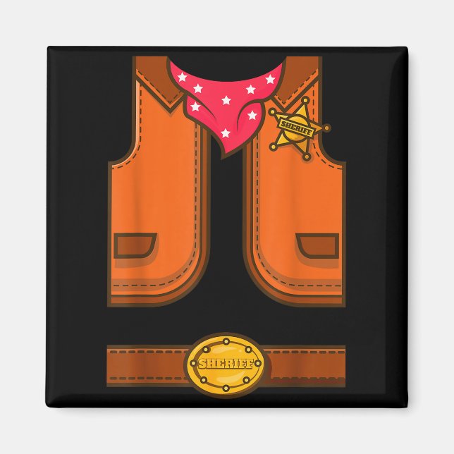 Aimant Funny Western Sheriff Halloween Cowboy Vest Simple (Devant)