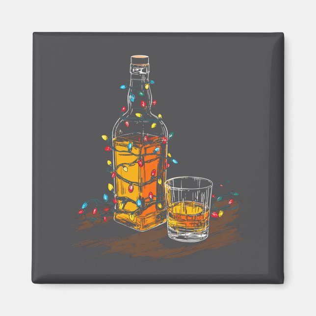 Aimant Funny Whiskey Christmas Graphics Lights Lover Long (Devant)
