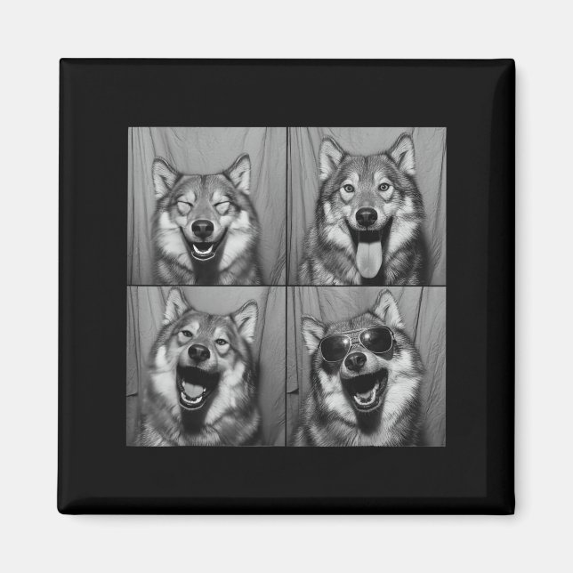 Aimant Funny Wolf Photo Booth Sungles Dog  (Devant)