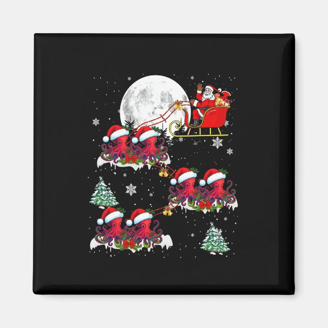 Aimant Funny Xmas Éclairage Arbre Père Noël équitation Oc (Devant)