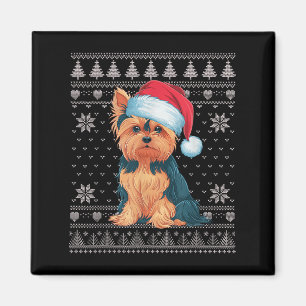 Aimant Funny Yorkie Chien moche de Noël Sweat Père Noël N