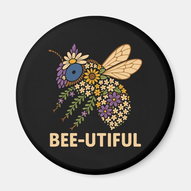Aimant Fusion florale abeille (Devant)