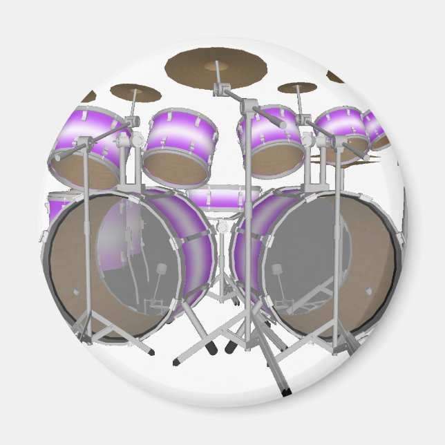 Aimant Fûts : Kit de tambour violet et blanc : modèle 3D  (Devant)