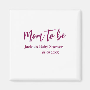 Aimant Futur maman baby shower nom date rose simple minim