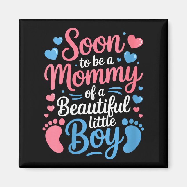 Aimant Futures maman d'un beau bébé garçon, (Devant)