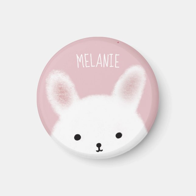 Aimant Fuzzy Bunny Pink Personnalised (Devant)
