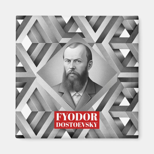 Aimant Fyodor Dostoevsky - Style géométrique élégant (Devant)