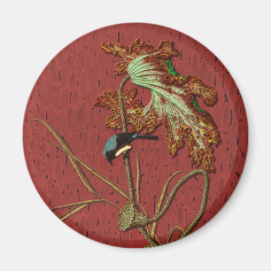 Aimant G.A. Audsley Vintage Rouge Oiseau Japonais Art Lot