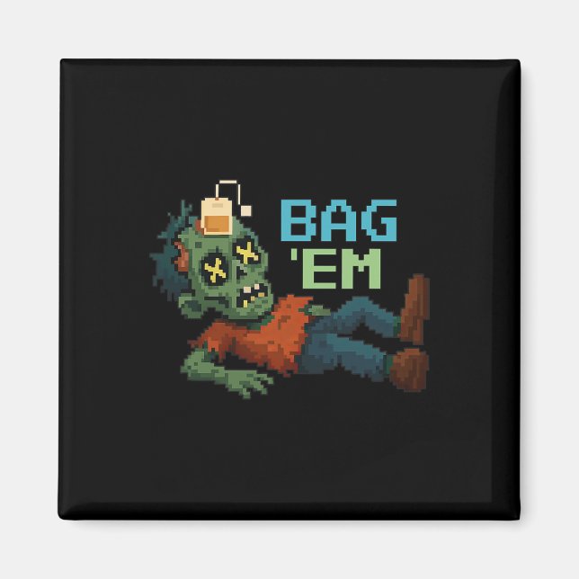 Aimant G em Pixel Zombie Tea G Halloween Npc Gamer Meme  (Devant)