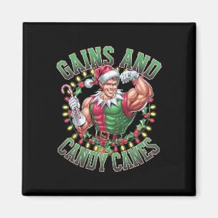 Aimant Gains Et Sucres de canne Drôle De Noël Elf Gym Tra