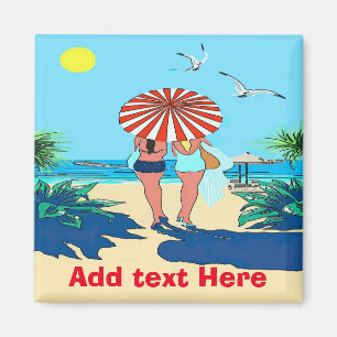 Aimant Gals on Beach ajouter un nom ou un texte