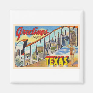 Aimant Galveston Texas TX Vintage Grande Lettre Carte pos