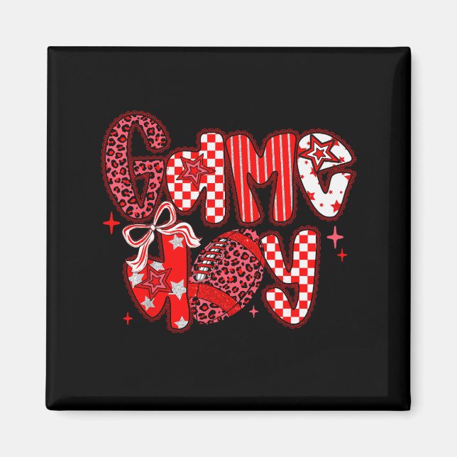 Aimant Game Day Football Girly Lace Bow Team Srit Girls R (Devant)