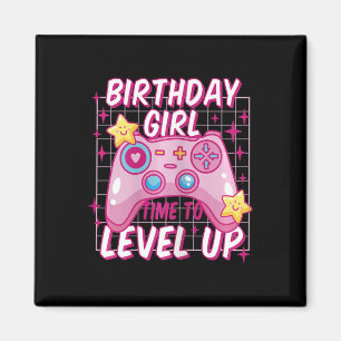 Aimant Gamer Girl Niveau Déverrouillé Jeu vidéo Anniversa