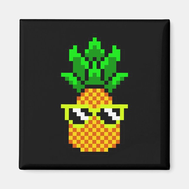 Aimant Gamer Girl Pineapple Sungles Retro 8 bits Vidéo Ga (Devant)