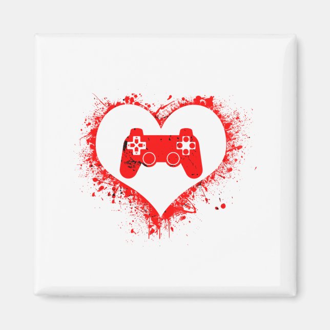 Aimant Gamer Heart Valentines Day Video Games Boys Kids T (Devant)