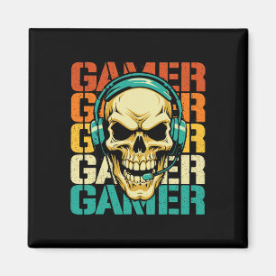 Aimant Gamer - Retro Skull Jeu de console Lover Vide