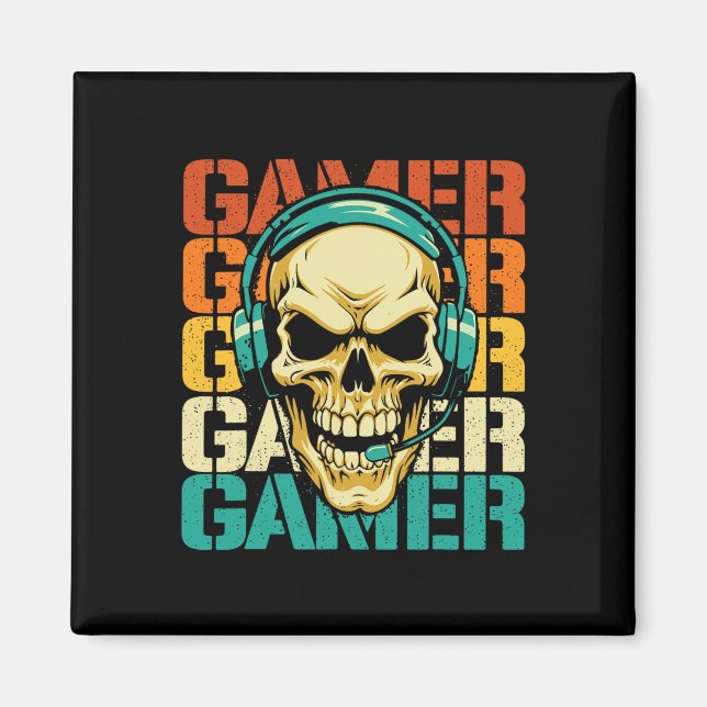 Aimant Gamer - Retro Skull Jeu de console Lover Vide (Devant)