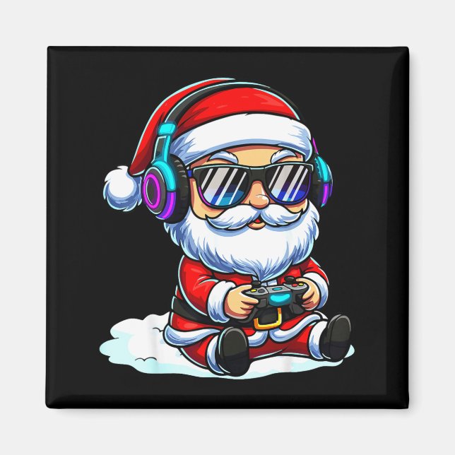Aimant Gamer Santa Video Game Christmas Gaming  (Devant)